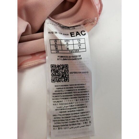 Guess Ruffle Lace Up Blouse Bodysuit Women's MEDIUM Pink White Floral V-Neck NEW - Picture 5 of 11